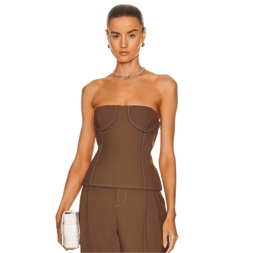Sir The Label Adrien Bustier Top in Chocolate Brown